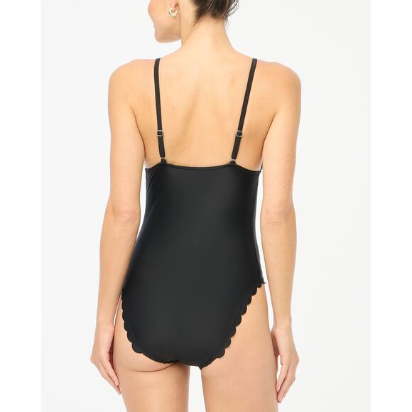 J.Crew Factory Scalloped One-Piece Swimsuit Women's Small Black NWT - Picture 2 of 11